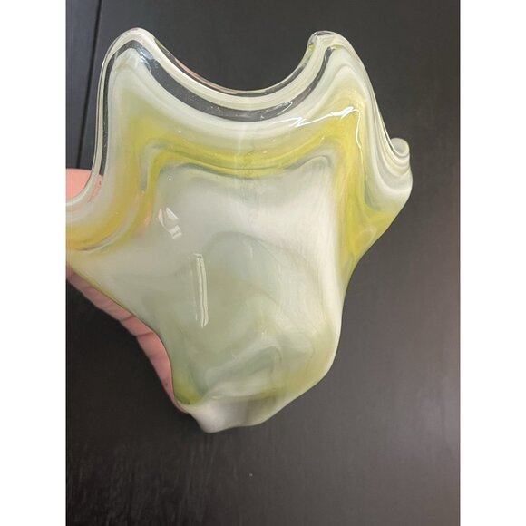 Vtg Art Glass Sooner Murano Style Swan Scalloped 6 Prong Small Beak Hand Blown - Picture 12 of 16